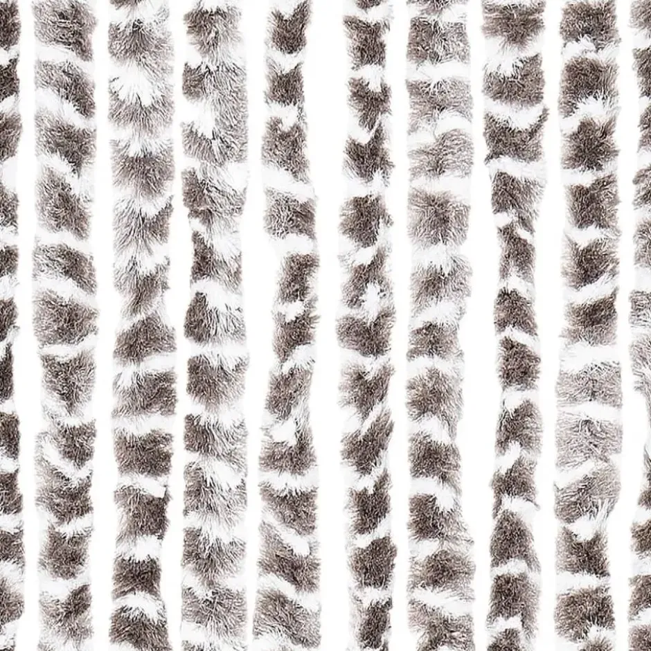 vidaXL - Vliegengordijn voor terrasdeur - Taupe en wit - Chenille - 118x220 cm