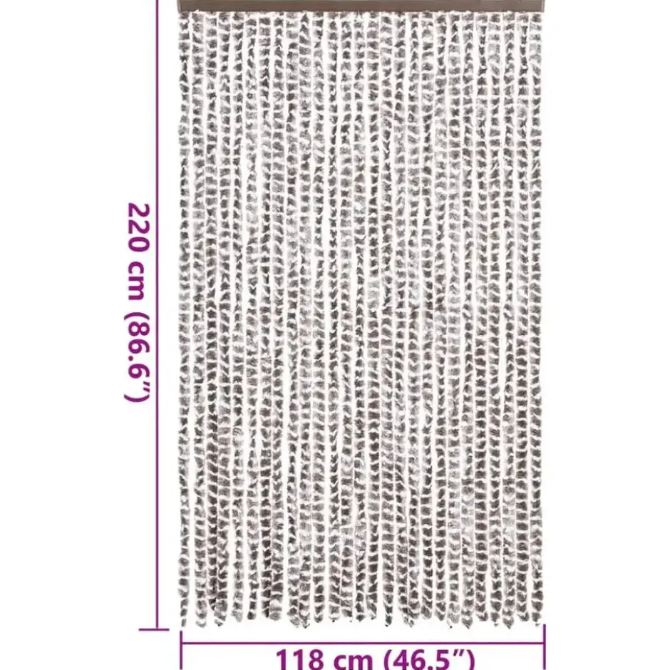 vidaXL - Vliegengordijn voor terrasdeur - Taupe en wit - Chenille - 118x220 cm
