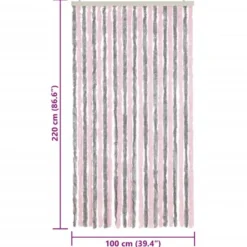 vidaXL - Vliegengordijn voor terrasdeur Zilvergrijs, roze Chenille - 100x220 cm