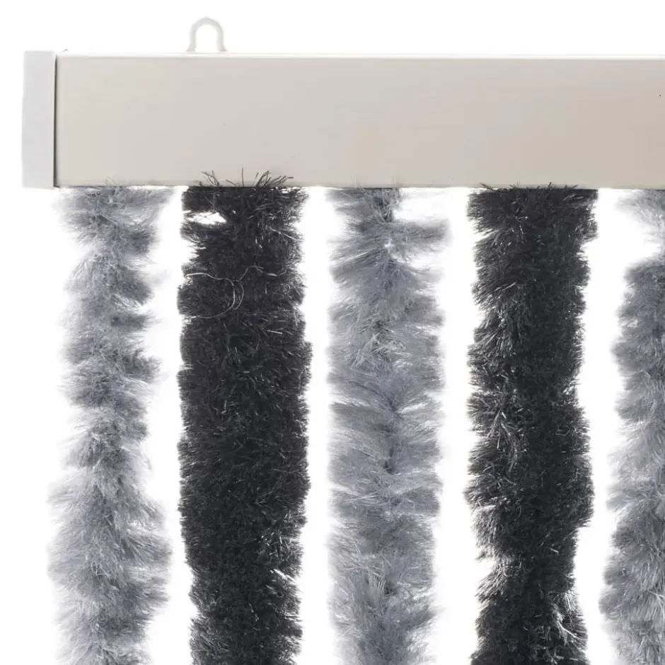 vidaXL - Vliegengordijn voor terrasdeur - Grijs en zwart - Chenille - 100x200 cm