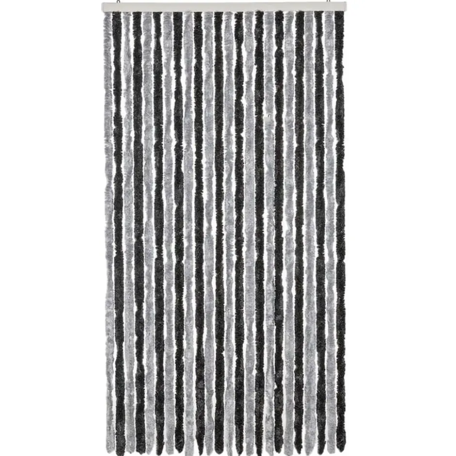 vidaXL - Vliegengordijn voor terrasdeur - Grijs en zwart - Chenille - 100x200 cm