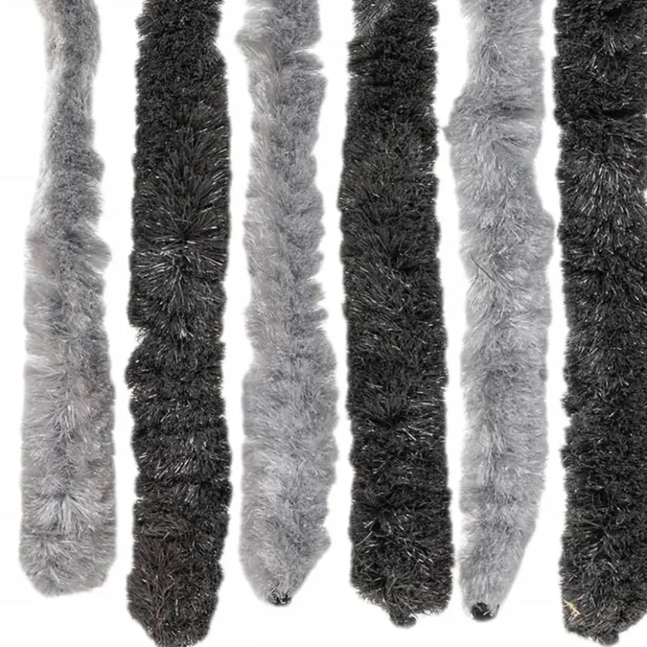 vidaXL - Vliegengordijn voor terrasdeur - Grijs en zwart - Chenille - 100x200 cm