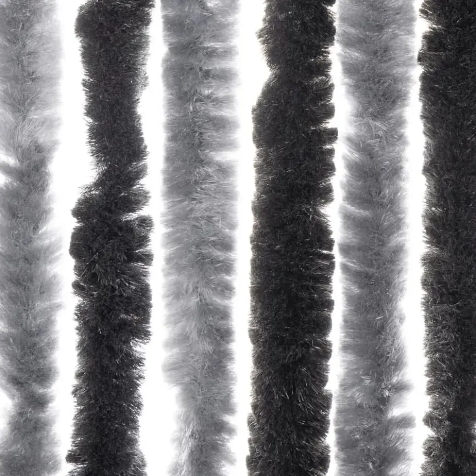 vidaXL - Vliegengordijn voor terrasdeur - Grijs en zwart - Chenille - 100x200 cm