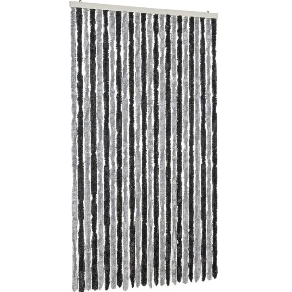 vidaXL - Vliegengordijn voor terrasdeur - Grijs en zwart - Chenille - 100x200 cm