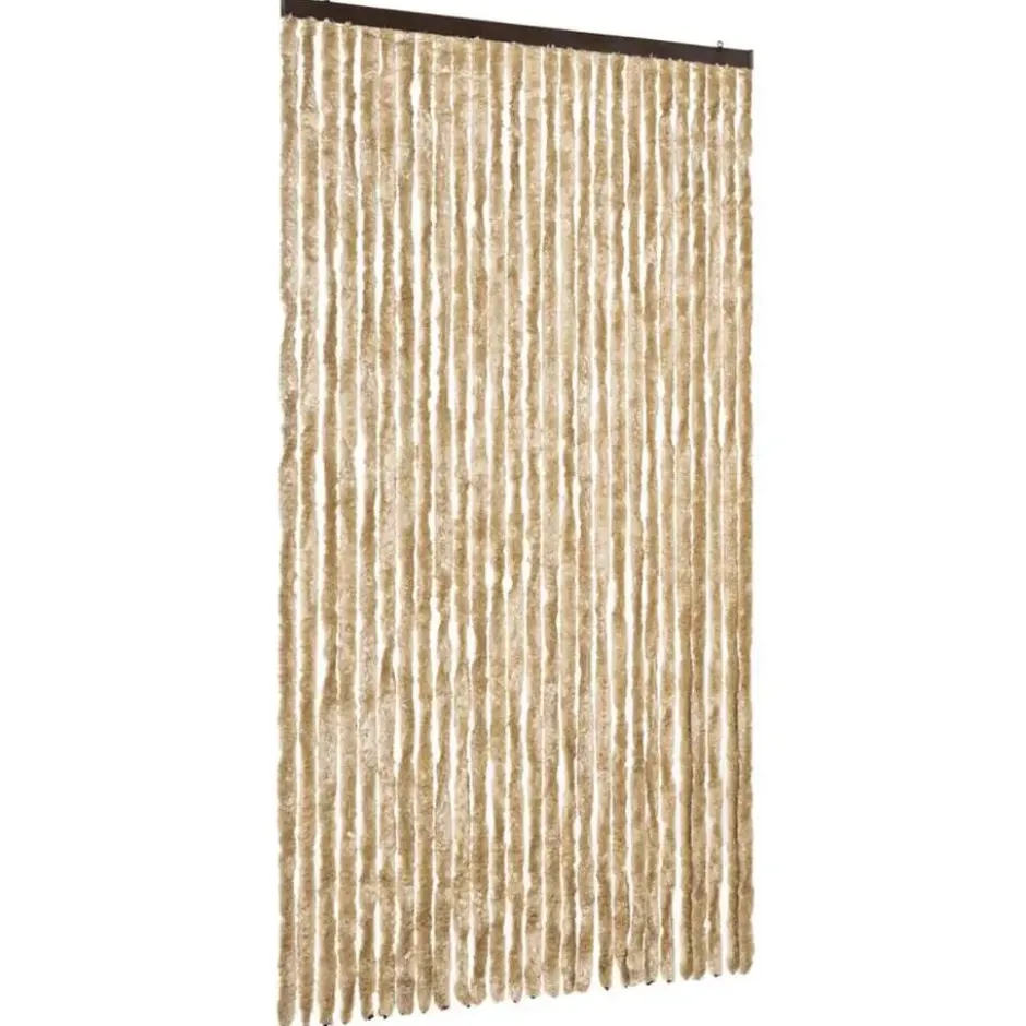 vidaXL - Vliegengordijn voor terrasdeur - Beige - Chenille - 118x220 cm