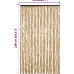 vidaXL - Vliegengordijn voor terrasdeur - Beige - Chenille - 118x220 cm