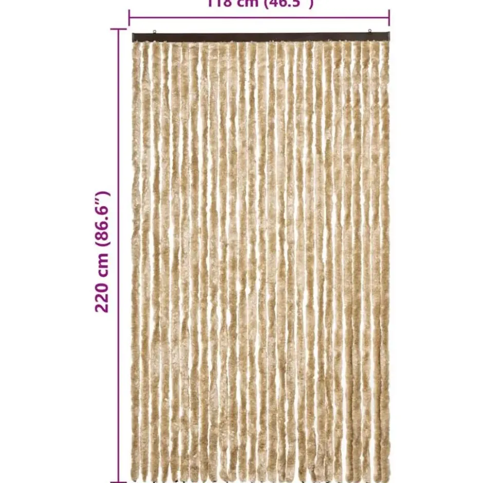 vidaXL - Vliegengordijn voor terrasdeur - Beige - Chenille - 118x220 cm