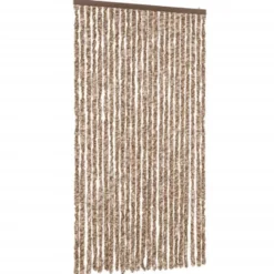 vidaXL - Vliegengordijn voor terrasdeur Beige, donkerbruin Chenille - 100x220 cm