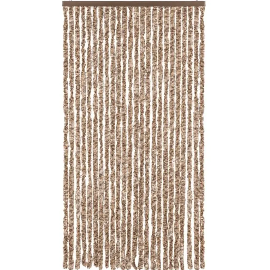 vidaXL - Vliegengordijn voor terrasdeur Beige, donkerbruin Chenille - 100x220 cm