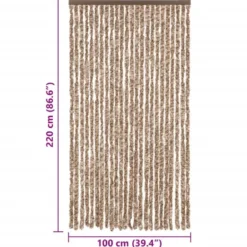vidaXL - Vliegengordijn voor terrasdeur Beige, donkerbruin Chenille - 100x220 cm