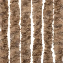vidaXL - Vliegengordijn voor terrasdeur Beige, donkerbruin Chenille - 100x220 cm