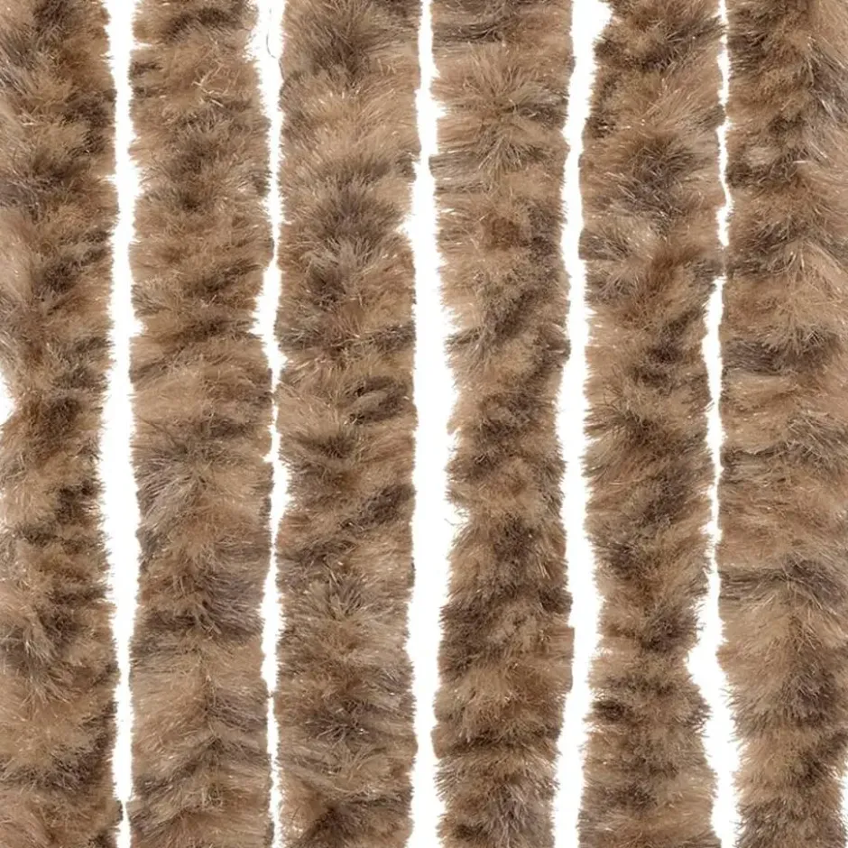 vidaXL - Vliegengordijn voor terrasdeur Beige, donkerbruin Chenille - 100x220 cm