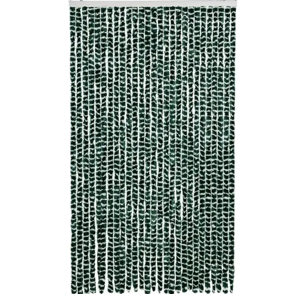 vidaXL - Vliegengordijn voor terrasdeur - Groen en wit - Chenille - 118x220 cm