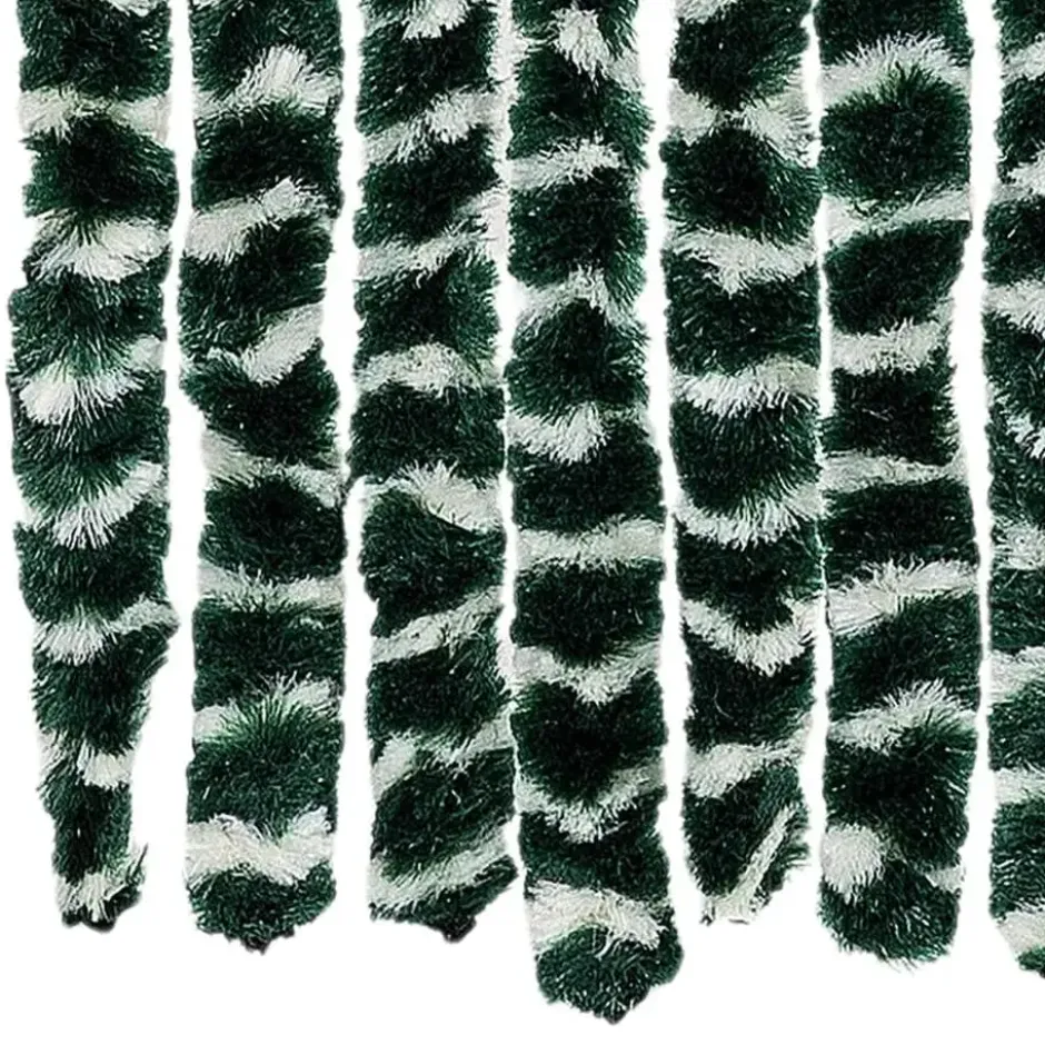 vidaXL - Vliegengordijn voor terrasdeur - Groen en wit - Chenille - 118x220 cm