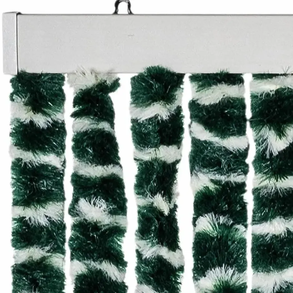 vidaXL - Vliegengordijn voor terrasdeur - Groen en wit - Chenille - 118x220 cm