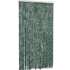 vidaXL - Vliegengordijn voor terrasdeur - Groen en wit - Chenille - 118x220 cm