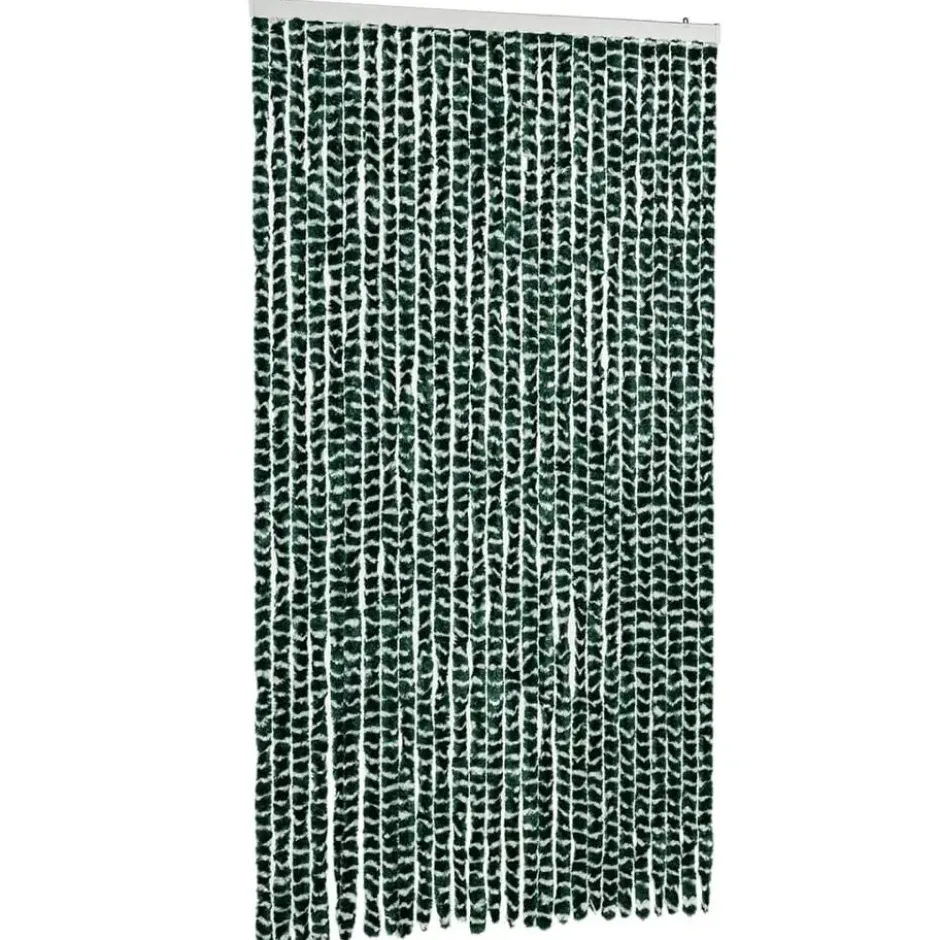vidaXL - Vliegengordijn voor terrasdeur - Groen en wit - Chenille - 118x220 cm