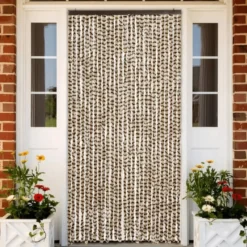 vidaXL - Vliegengordijn voor terrasdeur - Beige en bruin - Chenille - 118x220 cm