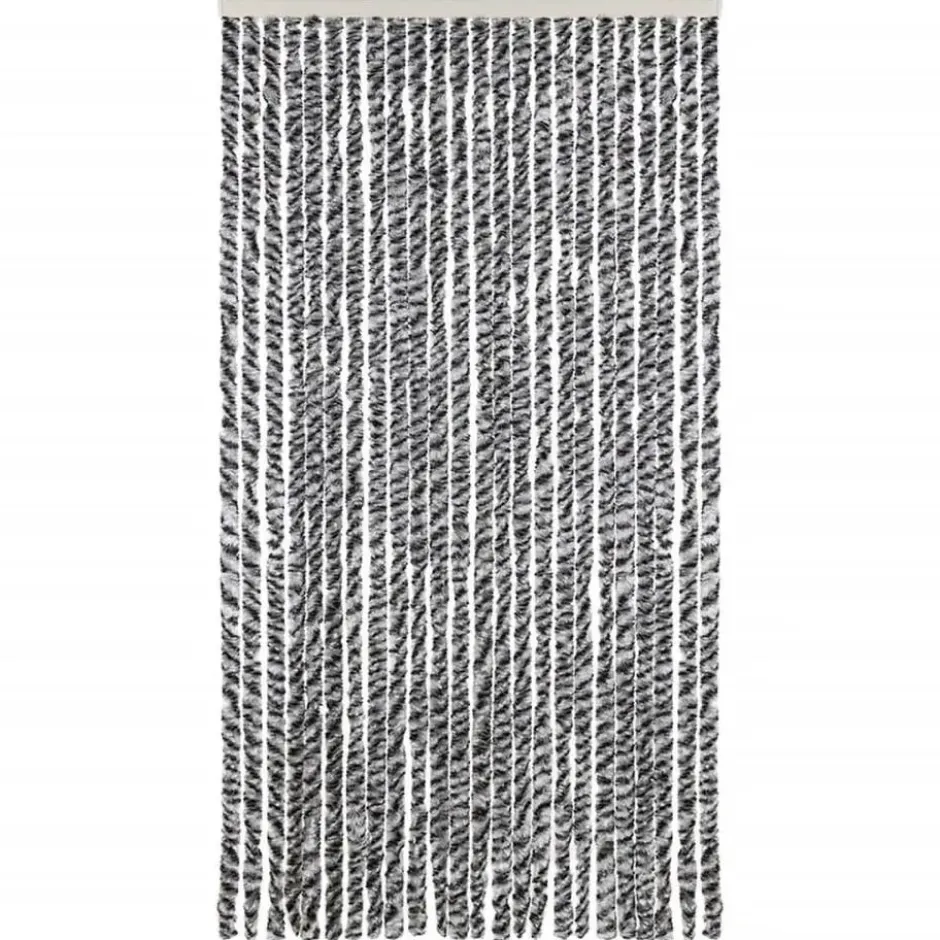 vidaXL - Vliegengordijn voor terrasdeur Grijs en zwart-wit Chenille - 100x200 cm
