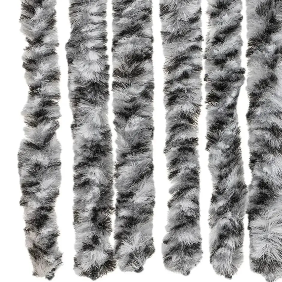 vidaXL - Vliegengordijn voor terrasdeur Grijs en zwart-wit Chenille - 100x200 cm