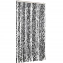 vidaXL - Vliegengordijn voor terrasdeur Grijs en zwart-wit Chenille - 100x200 cm