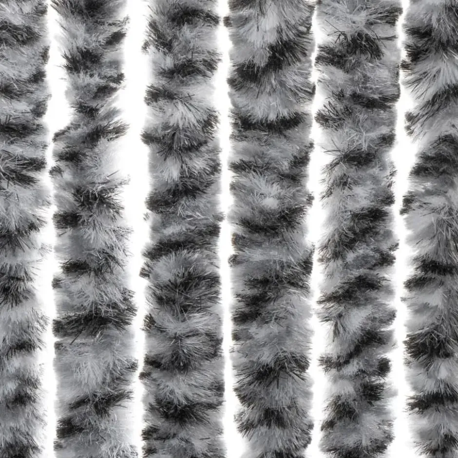 vidaXL - Vliegengordijn voor terrasdeur Grijs en zwart-wit Chenille - 100x200 cm