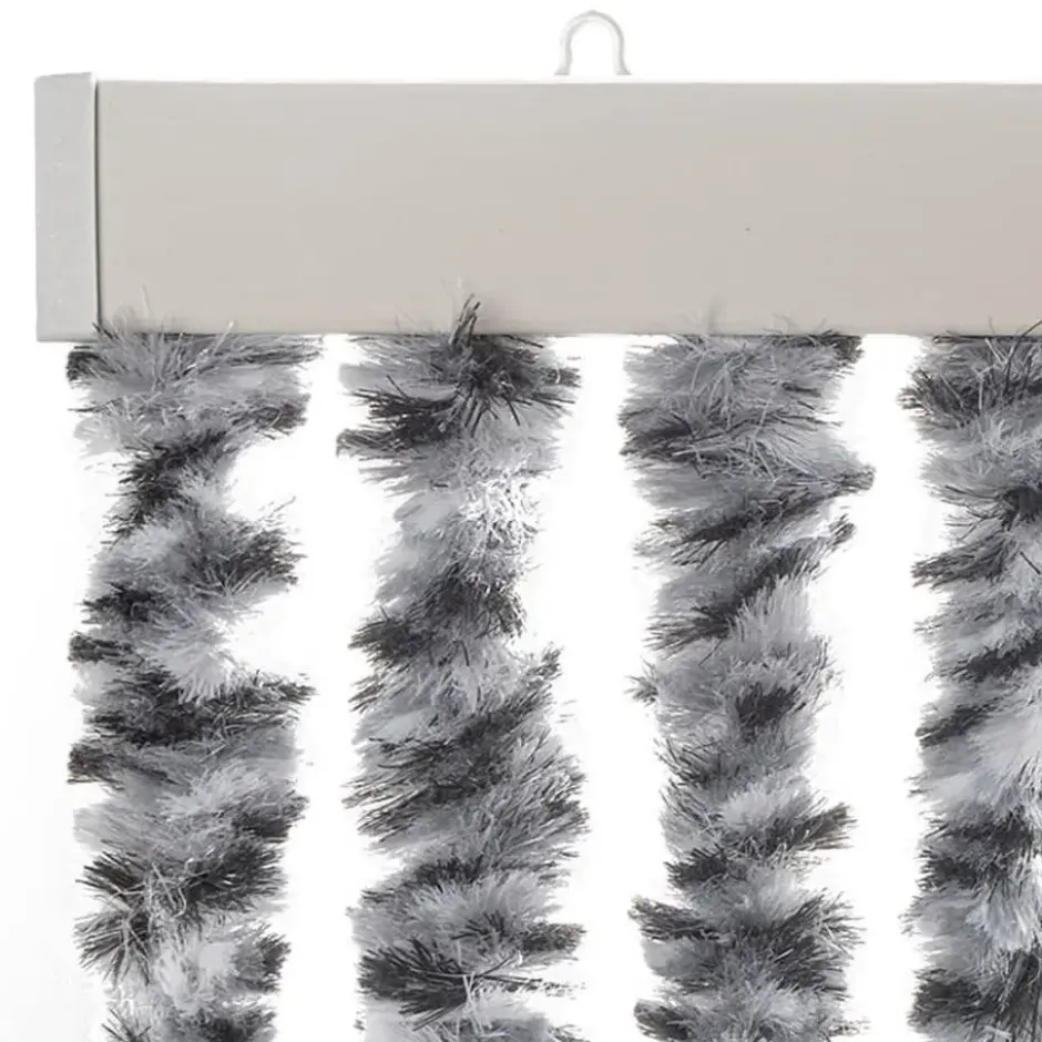 vidaXL - Vliegengordijn voor terrasdeur Grijs en zwart-wit Chenille - 100x200 cm