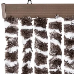 vidaXL - Vliegengordijn voor terrasdeur - Bruin en wit - Chenille - 90x200 cm