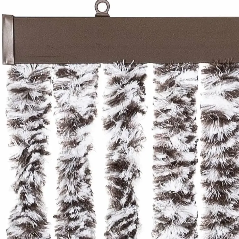 vidaXL - Vliegengordijn voor terrasdeur - Bruin en beige - Chenille - 100x200 cm