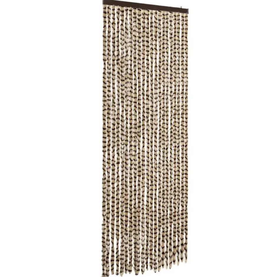vidaXL - Vliegengordijn voor terrasdeur - Beige en bruin - Chenille - 90x200 cm