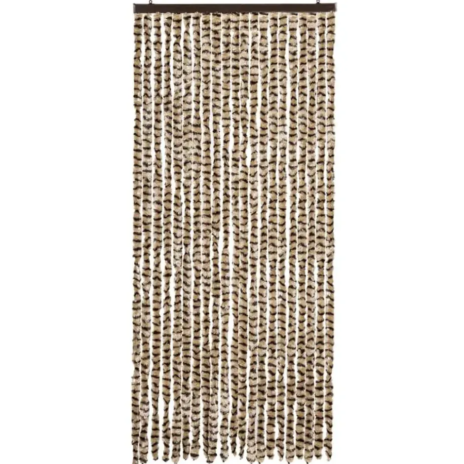 vidaXL - Vliegengordijn voor terrasdeur - Beige en bruin - Chenille - 90x200 cm