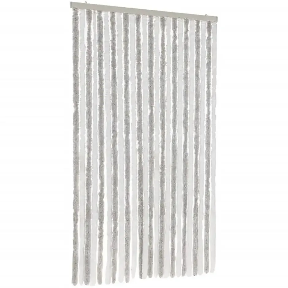 vidaXL - Vliegengordijn voor terrasdeur Lichtgrijs en wit Chenille - 100x200 cm
