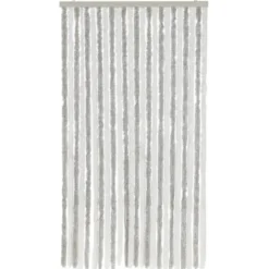vidaXL - Vliegengordijn voor terrasdeur Lichtgrijs en wit Chenille - 100x200 cm