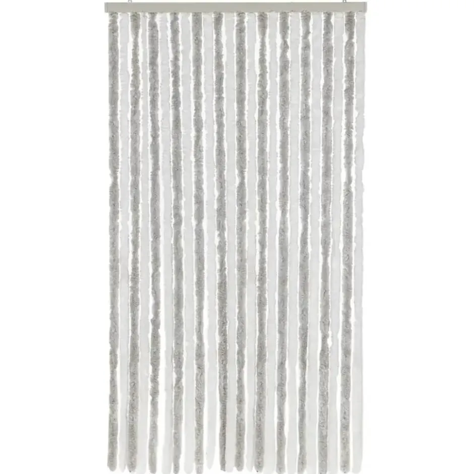 vidaXL - Vliegengordijn voor terrasdeur Lichtgrijs en wit Chenille - 100x200 cm