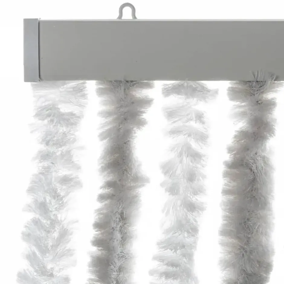 vidaXL - Vliegengordijn voor terrasdeur Lichtgrijs en wit Chenille - 100x200 cm