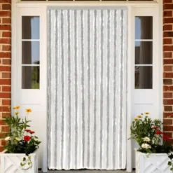 vidaXL - Vliegengordijn voor terrasdeur Lichtgrijs en wit Chenille - 100x200 cm