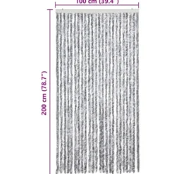 vidaXL - Vliegengordijn voor terrasdeur - Wit en gris - Chenille - 100x200 cm