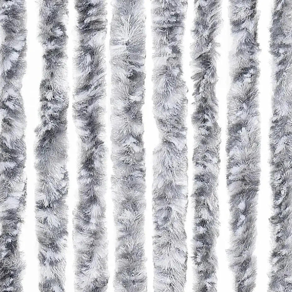 vidaXL - Vliegengordijn voor terrasdeur - Wit en gris - Chenille - 100x200 cm