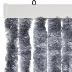 vidaXL - Vliegengordijn voor terrasdeur - Zilver - Chenille - 118x220 cm