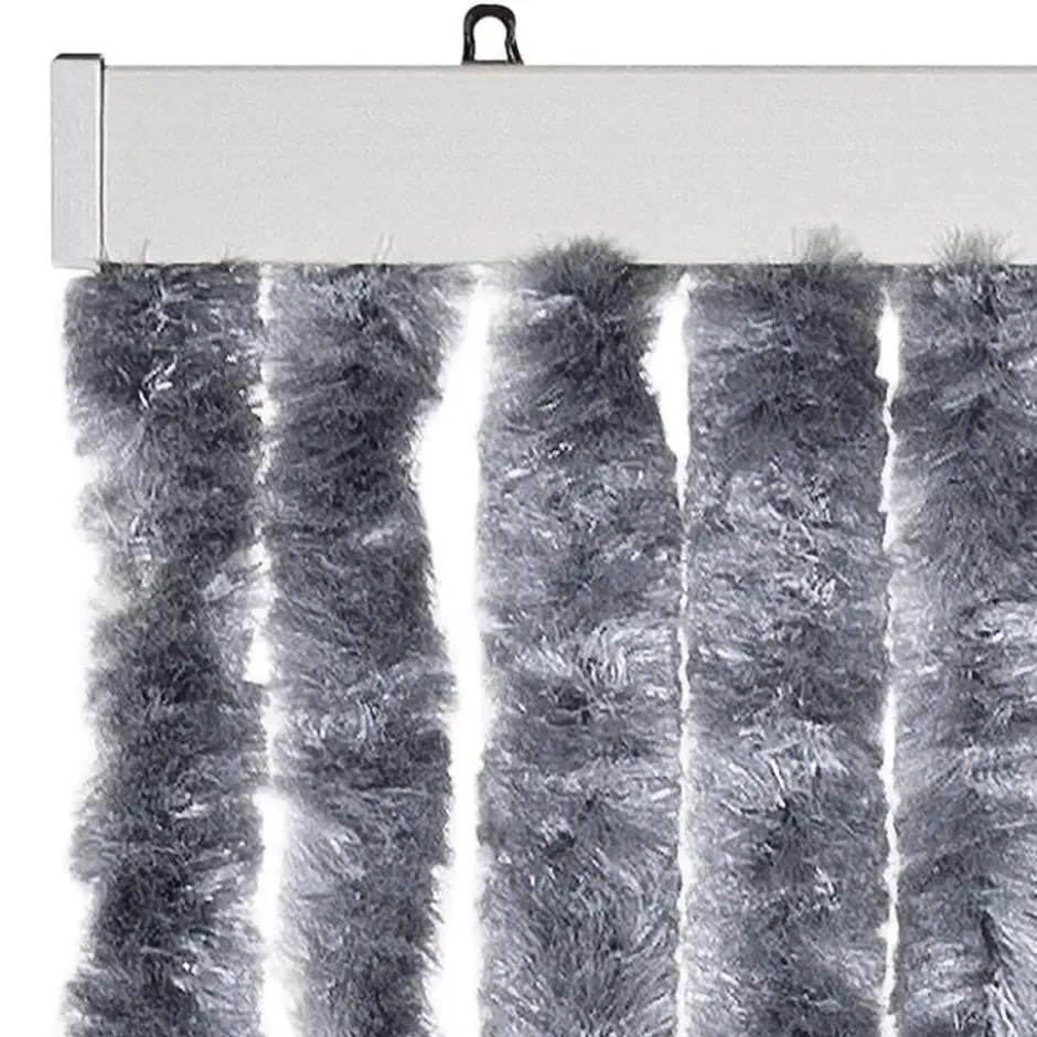 vidaXL - Vliegengordijn voor terrasdeur - Zilver - Chenille - 118x220 cm