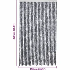 vidaXL - Vliegengordijn voor terrasdeur - Zilver - Chenille - 118x220 cm