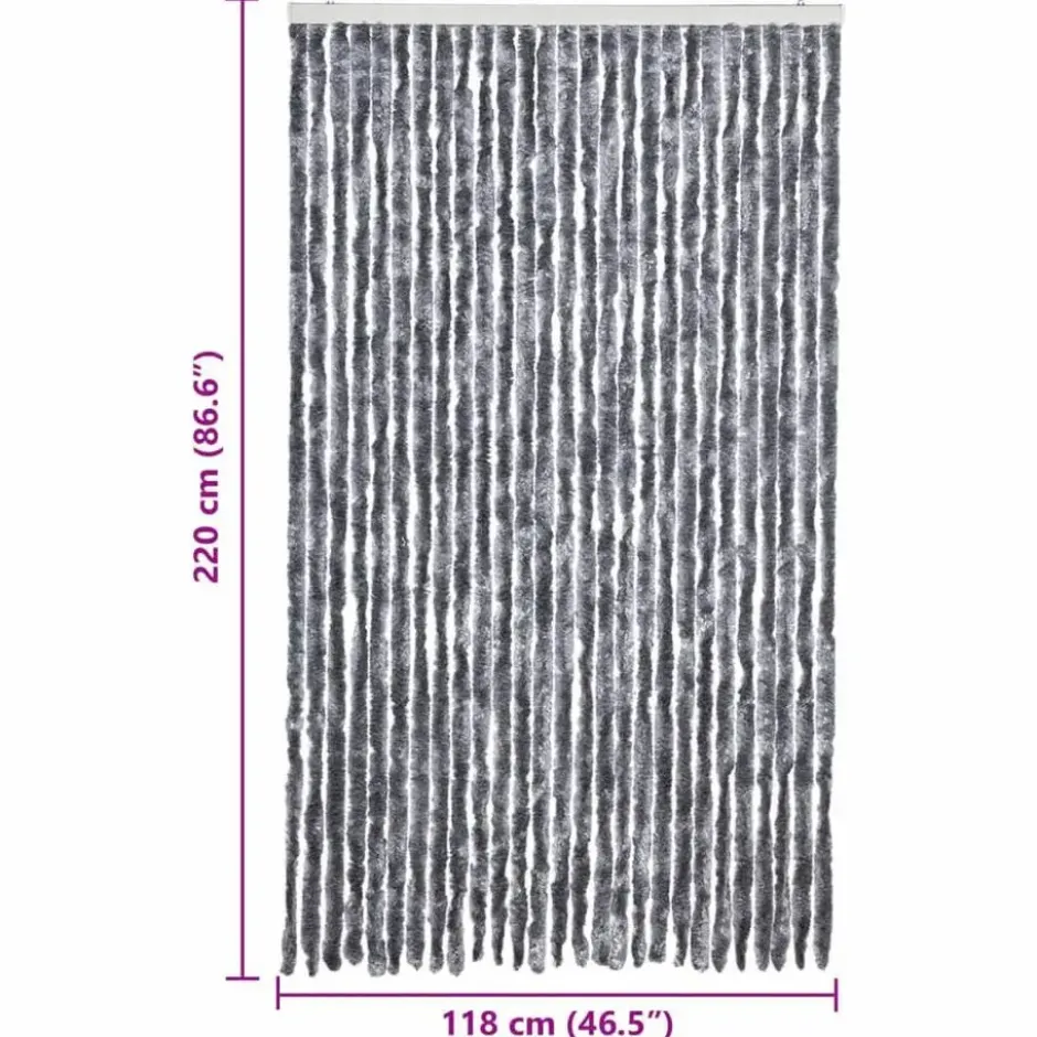vidaXL - Vliegengordijn voor terrasdeur - Zilver - Chenille - 118x220 cm