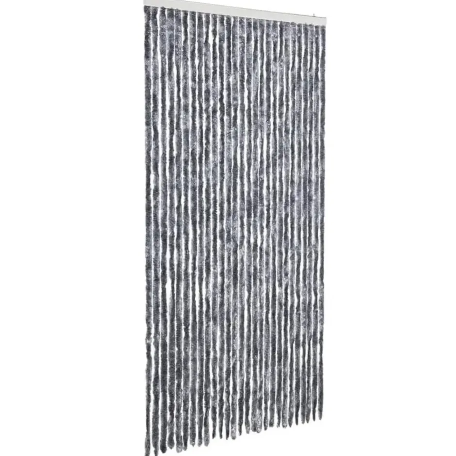 vidaXL - Vliegengordijn voor terrasdeur - Zilver - Chenille - 118x220 cm