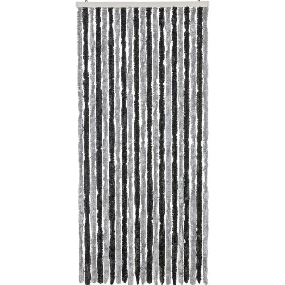 vidaXL - Vliegengordijn voor terrasdeur - Grijs en zwart - Chenille - 90x200 cm