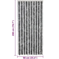 vidaXL - Vliegengordijn voor terrasdeur - Grijs en zwart - Chenille - 90x200 cm