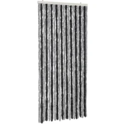 vidaXL - Vliegengordijn voor terrasdeur - Grijs en zwart - Chenille - 90x200 cm