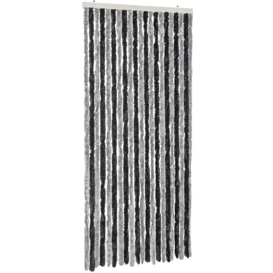 vidaXL - Vliegengordijn voor terrasdeur - Grijs en zwart - Chenille - 90x200 cm