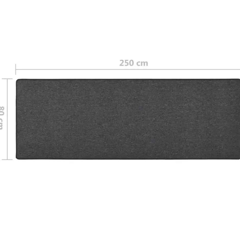 vidaXL - Vloerkleed - Antraciet - Polypropyleen - 80 x 250 cm
