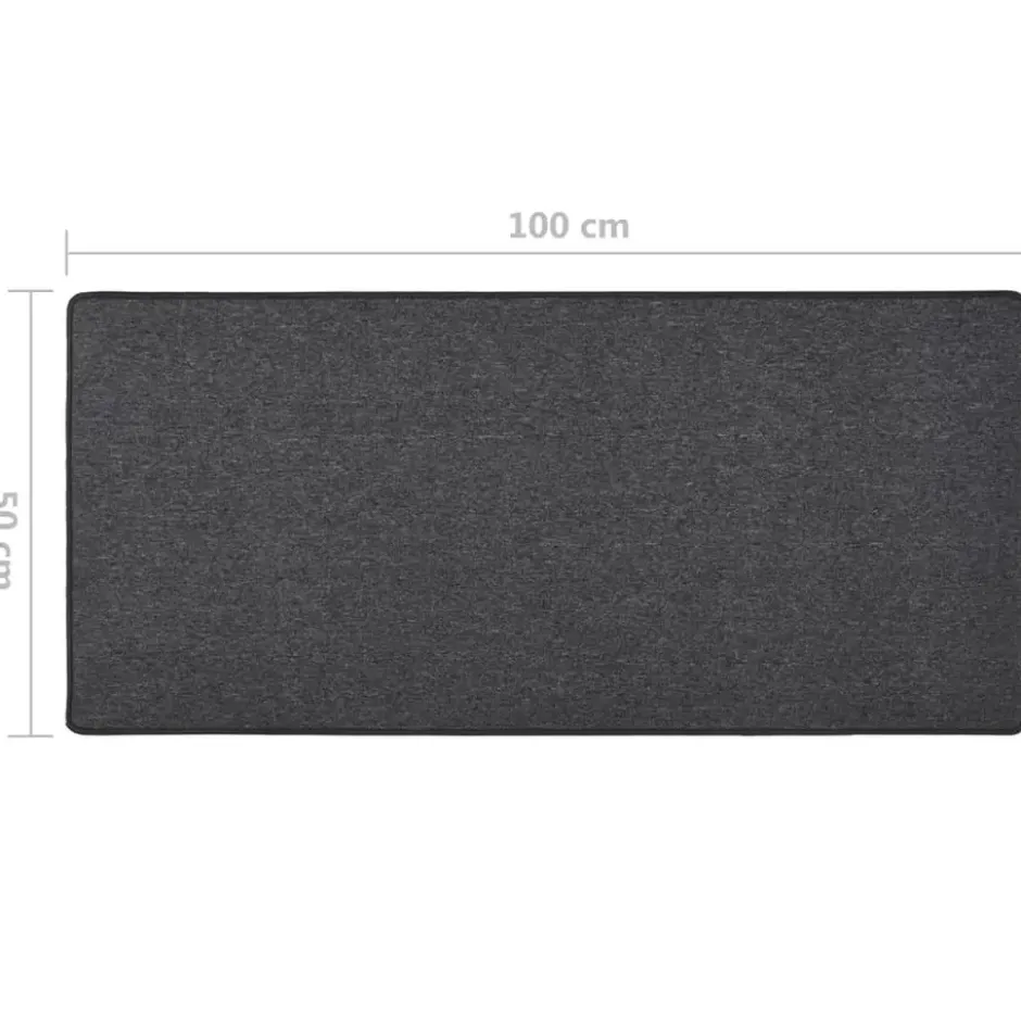 vidaXL - Vloerkleed - Antraciet - Polypropyleen - 50 x 100 cm