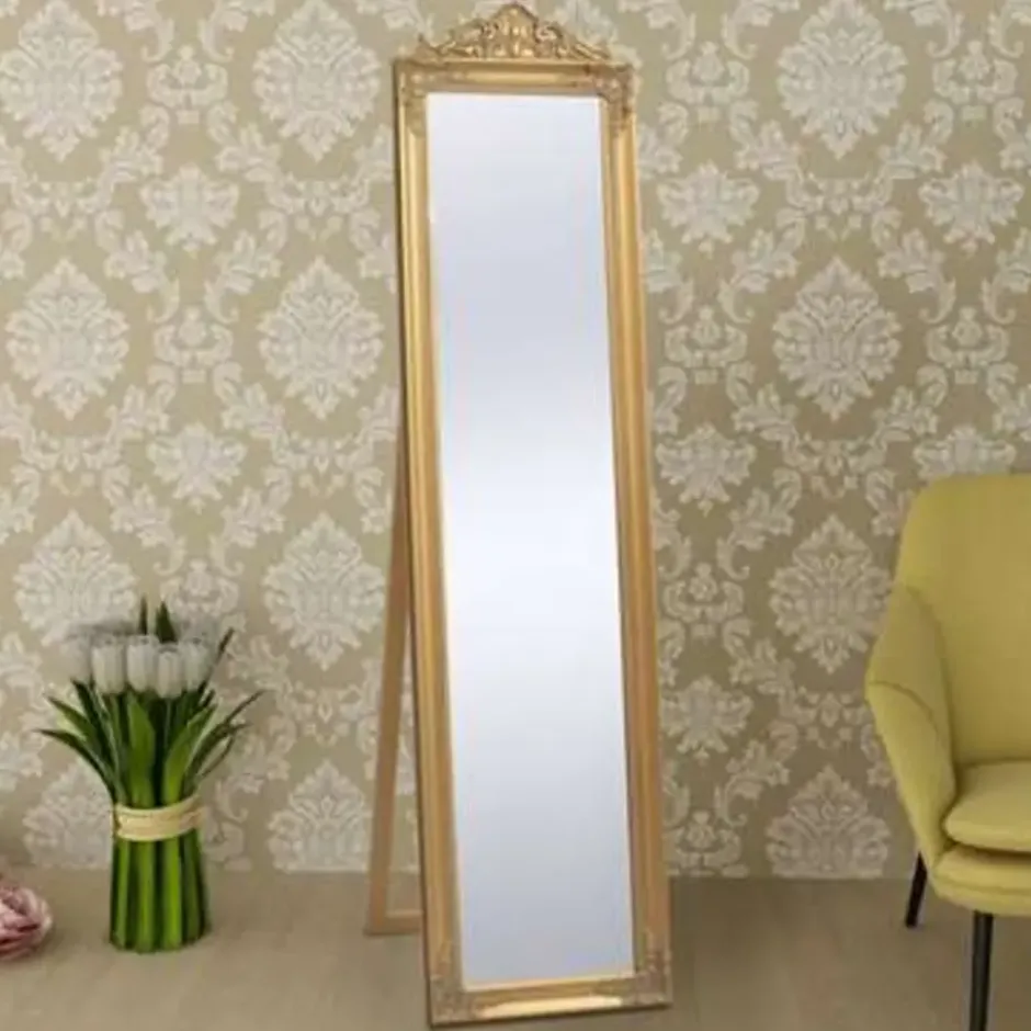vidaXL - Vrijstaande Spiegel - Goud - Hout - 160 x 40 cm